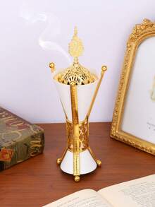 1 Peça/1 Conjunto Queimador de Incenso/Suporte de Incenso de Metal Leve e Luxuoso, Queimador de Incenso de Estilo Árabe do Oriente Médio, Pode Ser Usado Como Difusor de Aromaterapia, Queimador de Aromaterapia, Usado na Decoração Doméstica, Quarto, Sala de Estar (Como Peça Central), Escritório, Lugar de Ioga e Festa, Criando uma Atmosfera Elegante. Também Pode Ser Usado para Decoração da Casa. Este Queimador de Aromaterapia é o Presente Ideal para Feriados