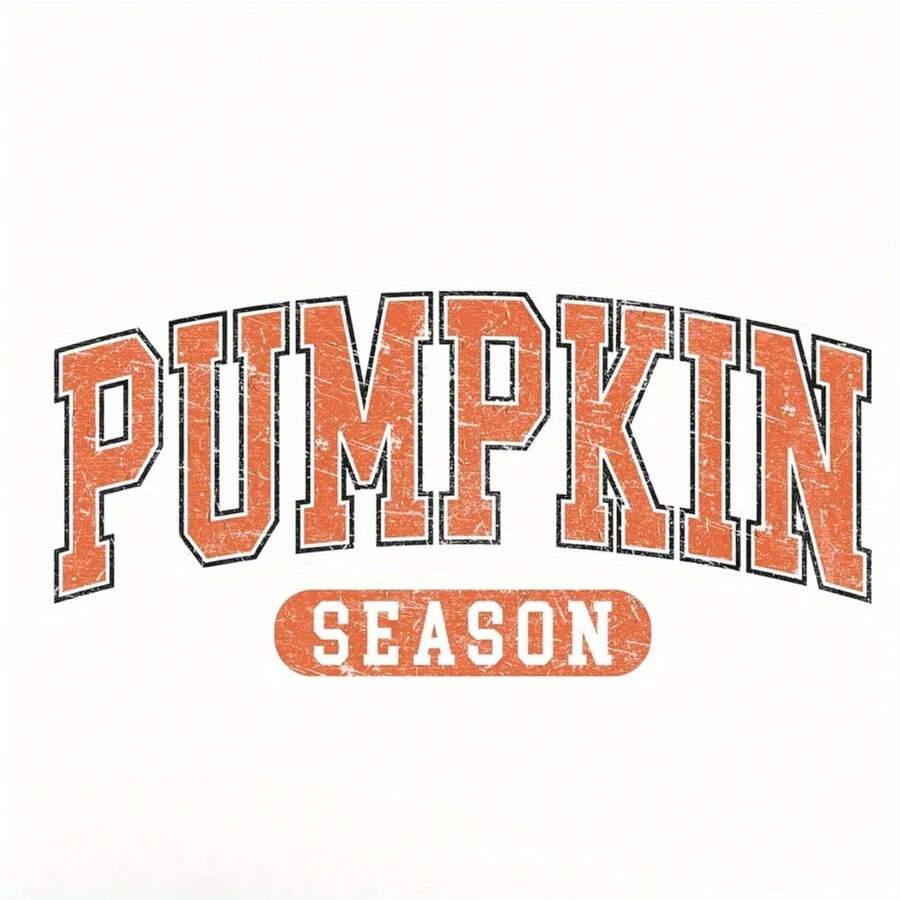 1pc Vintage Pumpkin Season Fall Vibes Retro Distressed Heat Transfer - Orange & Black DTF Polyester Film For DIY T-Shirts, Backpacks, Apparel & Accessories - Autumn Halloween Decorative Iron-On Patch