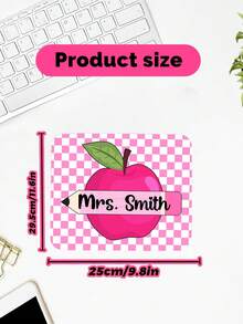 1 قطعة لوحة فأرة معلم مخصصة بتصميم PNG رجعي، لوحة فأرة بطباعة حرارية، غلاف تقدير المعلم، اسم معلم مخصص PNG، فيونكة قلم رصاص وردي، هدية معلم مخصصة، إطار اسم مقسوم بقلم رصاص، طباعة تفاحة PNG، هدايا العودة إلى المدرسة، لوازم مدرسية