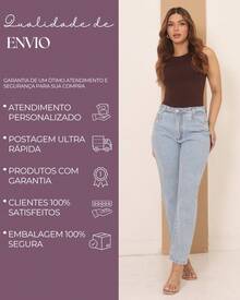 Calça Mom Jeans Feminina Cintura Alta Tecido Reforçado 100% Jeans Algodão Vintage