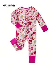 Bamboo Long-Sleeve Baby One-Piece Hand-Drawn Butterfly Rainbow Print - Nhiều màu - Xem 2