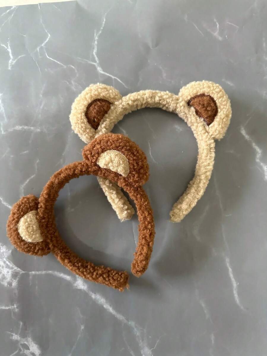 Tiaras de animais de desenho animado, orelhas de urso peludo, arco de cabelo, orelhas de rato de pelúcia, faixa de cabelo para lavar o rosto, acessório de cosplay - Multicolorido - Ver 1
