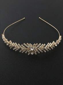 1件/2件装时尚水晶皇冠发箍，华丽闪亮的新娘头饰，适合女性/女孩婚礼/活动/派对/生日/宴会服装配饰，情人节配饰 - 金色1pc - 查看 7