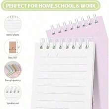 1pc A Practical And Visually Appealing Notepad! The Light Blue Color Has A Fresh Appearance, And The Coil Binding Makes It Easy To Flip Pages. Multiple Book Combinations Meet Different Recording Scenarios And Are Suitable For Both Learning, Office, And Daily Life - 粉色 - 查看 4