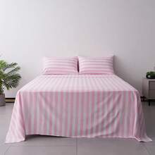 Best Season 4 Piece Bed Sheet Set - Full Size - Soft Microfiber Bedding Sheet Set, Deep Pocket, Stain, Fade & Wrinkle Resistant (Plaid Black & White), Luxury Comfortable - 粉紅色條紋 - 查看 5