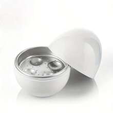 4 蛋微波炉煮蛋器 - 小巧便携，易于使用的厨房工具，适用于软煮蛋和硬煮蛋，可用洗碗机清洗，省时，蛋形设计