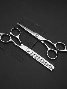 3Pcs Professional Hair Cutting Scissors Set, Stainless Steel Silver Barber Shears Kit With Cutting Scissors & Thinning Texturizing Shears & Barber Comb, Adjustable Screw Sharp Mirror Polished Hairdressing Styling Tools For Men Women Home Salon - Silver - View 4