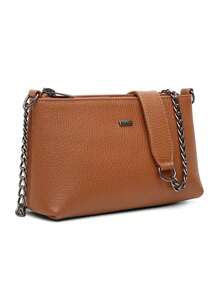 Vittal Clutch Annelise Women's Bag In Genuine Leather Black With Chain Strap - Lạc đà - Xem 5