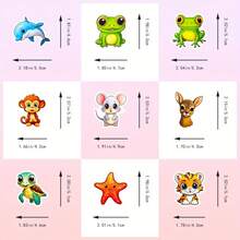 50 Huaiyuan Kawaii Big Eyed Animal Stickers - Waterproof, Reusable Decals With Whimsical Cartoon Designs For Laptops, Skateboards, Luggage, And Water Bottles - Bright Party Gifts And DIY Decorations, Fun Stickers