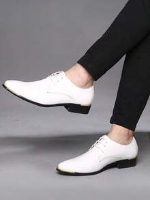 أكسفورد جلد بولي يوريثان لامع للرجال، أنيق بطراز بريطاني كاجوال رسمي