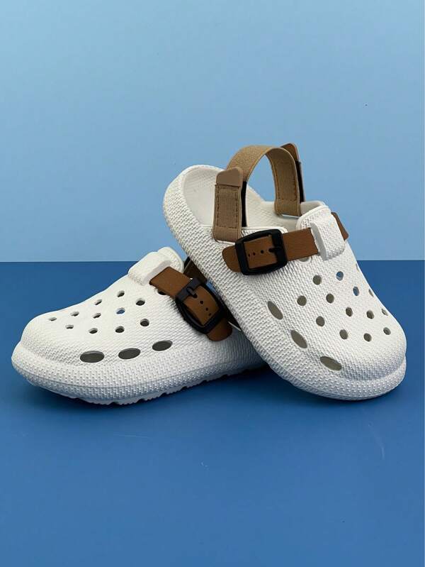 Kids Boys & Girls Hollow Clogs Sandals, EVA Material Perforated Uppers Design, Summer Beach House Outdoor Slippers