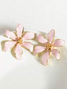 1 对时尚高端优雅简约百搭白色、粉色、红色、酒红色、紫色、绿色、彩色镂空花朵耳钉，适合女士日常搭配、极简主义、甜美、度假、礼物