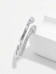 Jessie Jewelry 1pc Elegant Minimalist Classic Personalized 925 Silver Cubic Zirconia Snake Adjustable Ring, Suitable For Women's Daily, Party, Gathering - Silver - View 6