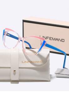 LINFEMAND Multi-Color Block Patchwork Cat Eye Decor Fashion Non-Prescription Glasses, Women Party/Dance Outfit, Photo Accessory, Holiday Gift - Multicolor - View 14