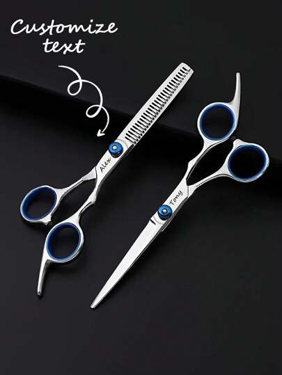 2pcs Customized Hair Cutting Scissors, Barber Shears, Bangs Trimmer, Pet Grooming Scissors