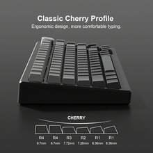 Womier PBT Keycap Sets Black, Gradient Double Shot Keycaps 60 75 Percent, Translucent Keycaps, Side Printed, Cherry Profile For Mechanical Gaming Keyboards (Only Keycaps) - 深灰色 - 查看 5