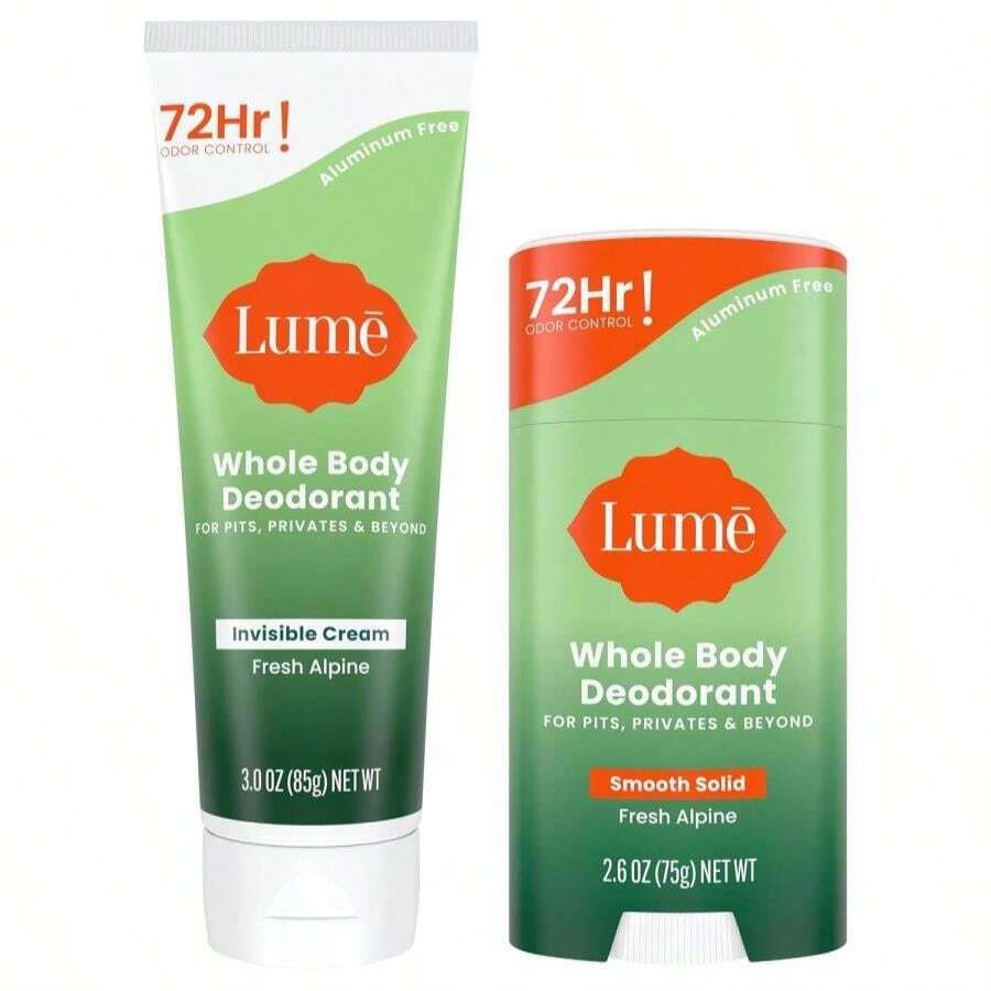 Lume Whole Body Deodorant - Invisible Cream Tube And Solid Stick - 72 Hour Odor Control - Aluminum Free, Baking Soda Free, Skin Loving - 30 Ounce Tube And 26 Ounce Solid Stick Bundle (Vanilla Bliss) - Tươi mát vùng núi cao - Xem 1