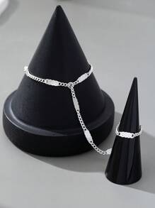 1 Pc Minimalist Beaded Chain Linked Finger Ring