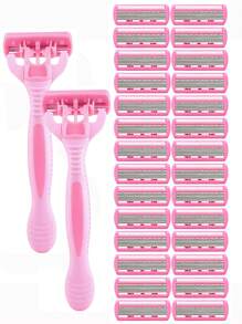 1 Handle + 24 Blades+Shaver Storage Box,Men's And Women's Manual Safety Razor 6-Layer Stainless Steel Hair Removal Razor Blade Replaceable Razor Head Shaving Tool, For Men Hair Removal, Face Hair Removal, Hair Trimmer, Hair Trimmer, Barber Supplies, Haircut,Non-Slip Handle, For Personal Care And Gift