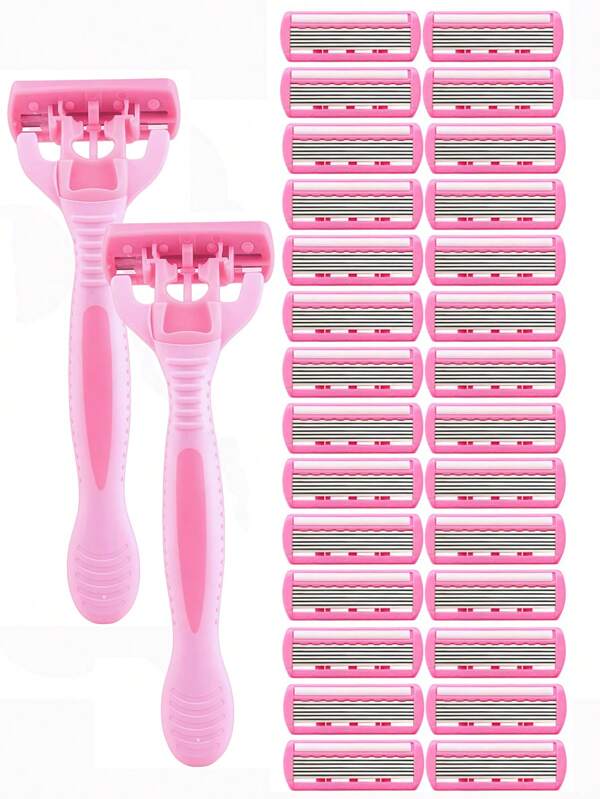 1 mâner + 24 de lame + cutie de depozitare pentru aparat de ras, aparat de ras manual de siguranță pentru bărbați și femei, lamă de ras din oțel inoxidabil cu 6 straturi, cap de ras înlocuibil, instrument de ras, pentru îndepărtarea părului pentru bărbați, îndepărtarea părului facial, aparat de tuns părul, aparat de tuns părul, consumabile pentru frizerie, tuns părul, mâner antiderapant, pentru îngrijire personală și cadou