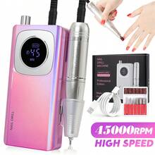 V4 45000RPM 便携式电动指甲磨甲器，可充电，适用于凝胶指甲油，便携式指甲锉，美甲工具 - 中紫紅色 - 查看 1