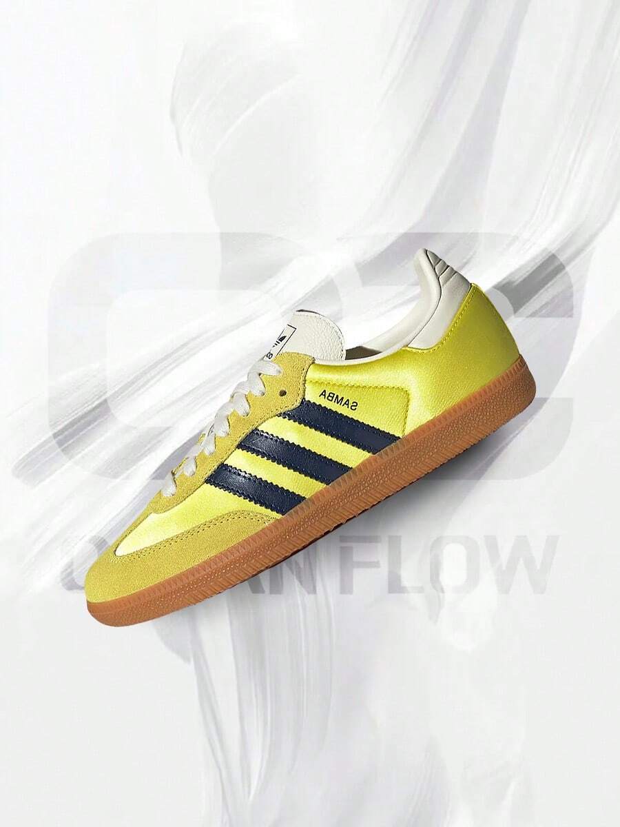 Adidas Samba OG Shock Yellow Night Indigo (Women's)– Women's Lifestyle Sneakers – Shose For Woman-Vintage-Autumn & Winter-Inspired Running Shoes, Shock-Absorbing Comfort, Gym To Streetwear Casual Wear - Prefect Thanks Giving Day & Chrismas Gift- JI2594