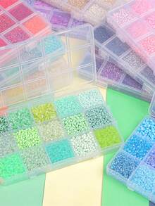 3 盒 15 格装饰种子珠管，用于 DIY 工艺品手链项链珠宝制作（蓝色+粉色+绿色） - 藍色+粉紅色+綠色 - 查看 5
