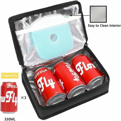 Small Insulated Lunch Box Portable Soft Bag Mini Cooler Thermal Meal Tote Kit With Handle For Work & School, Black