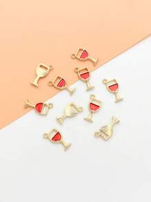 10pcs Red Wine Glass & Blue Goblet Zinc Alloy Drip Oil DIY Pendant Jewelry Accessories, Suitable For Daily Wear Necklace, Bracelet, Earrings