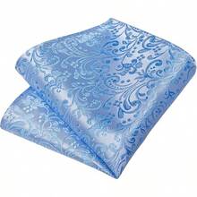 Silk Floral Necktie Set With Tie Clip, Handkerchief & Cufflinks - Solid Blue Floral - View 8