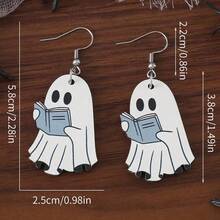 1pc Cute Book Pendant Earrings, Vintage Wooden Gothic Style Double-Sided Women Jewelry, Stainless Steel Earring Studs, Perfect Gift For Book Lovers