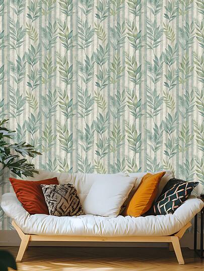 Roll Groen Leaf Gestreepte Peel Stick Wallpaper, Olive Moderne Farmho Self Adhesive Removable Waterproof PVC Material, Home (17.53*118inch) view 9