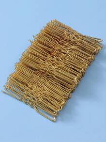 200/100/50/20个女士简约金色纯色U型发夹，女士发饰，金色直发夹，小黑夹，发饰发夹，断发侧夹，波浪硬夹，女士U型固定发夹。