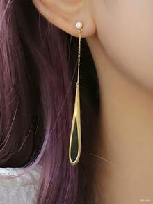 MONALLY Cercei placați cu aur de 18K, lanț de aur de lux, cu zirconiu cubic, tip picătură de apă, pentru femei, bijuterii din oțel inoxidabil, cadou surpriză pentru Ziua Îndrăgostiților, ziua de naștere, mama, prietena sau fiica - Cercel - Vizualizare 8