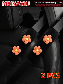 MEIKAXIU 1pc/2pcs New Floral Plush Comfortable Car Seat Belt Shoulder Cover, Safety Belt Decoration, Car Decor, Fashion Business Pink For Women - Small Flower Plush Shoulder Pad - View 29