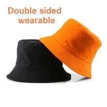Custom Logo Versatile All-Match Solid Color Bucket Hat, Unisex Outdoor Summer Sun Protection Hat, Foldable - A - View 23