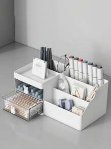 1 pièce Boîte de rangement de bureau au design de lapin blanc, organisateur de maquillage multicouche, porte-fournitures de bureau et de papeterie, pot à crayons pour dortoir étudiant, style tiroir, organisateur de bureau