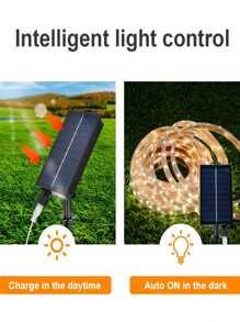 户外太阳能 LED 灯带，600LED 300LED LED 长条灯 IP65 全防水亚克力胶带，带遥控自粘，可切割太阳能自动开/关绳灯，适用于露台泳池露营装饰（太阳能/USB 电源代码）