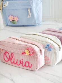 1 buah Kotak Pensil Corduroy yang Dipersonalisasi dengan Nama Kustom, Tas Pensil Multifungsi, Hadiah Ulang Tahun Kembali ke Sekolah untuk Siswa, Pengatur Alat Tulis Tahan Lama untuk Penggunaan Kantor dan Sekolah - MultiWarna - View 9
