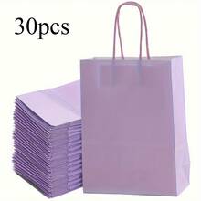 30pcs Light Purple Gift Bags, Simple And High-End, Used For Gift Packaging DIY Item Storage Gift Paper Bags Birthday Gifts Halloween Candy Packaging - 彩色 - 查看 2