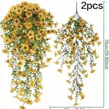 2 ramos de flores decorativas artificiales resistentes a los rayos UV, plantas artificiales adecuadas para decoración del hogar, pasillo, jardín, patio, mesa de comedor, sala de estar, decoración de bodas y fiestas, flores decorativas artificiales, Día de San Valentín, primavera, enredaderas artificiales, enredaderas colgantes artificiales, flores artificiales, decoración de bodas y fiestas con plantas artificiales, Día de San Valentín