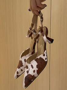 Fashionable Elegant Cow Print Pointed Toe High Heels - Cow - View 3