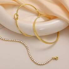 Kit Of 3 Luxury Women's Bracelets: Heart Knot Bracelet + Glitter Bracelet + Zirconia Bracelet - 金色 - 查看 4