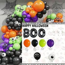 87/100 件万圣节气球拱门套装，橙色和黑色，带有字母、蝙蝠、眼球等