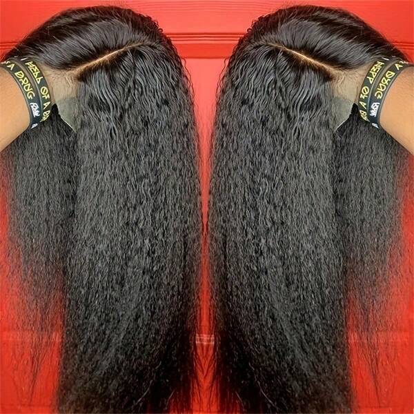 6*6 Kinky Straight Glueless Ready To Go Wigs Human Hair Pre Cut Lace For Beginners Kinky Straight Lace Front Wig Remy Hair Unprocessed Brazilian Virgin Human Hair No Glue Lace Wig Yaki Straight Human Hair Wigs Pre Plucked For Women