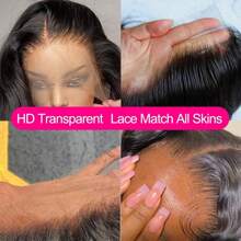 200% 密度自然黑色鲍勃假发真人混合头发 13X4 高清蕾丝前假发预拔巴西处女发带婴儿头发波浪蕾丝前假发多种尺寸非常适合女性自然发际线自然外观（8-14 鲍勃假发）