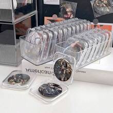 1pc/12pcs Transparent PS Peripheral Badge Holder Sealed Square Display Case - Clear - View 3