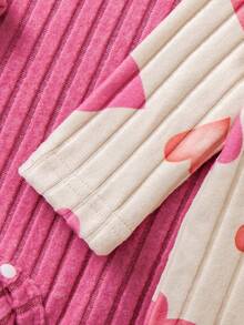 Bhchntiy 6件套女婴秋季新款爱心印花、妈妈宝贝英文字母及纯色连体衣和帽子休闲时尚套装 - 彩色 - 查看 7