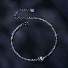 1 件优雅女士 S925 纯银手链，闪亮星光珠宝腕饰，派对/生日礼物 - 銀色 - 查看 4