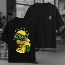 Brazil Premium Mesh Oversized T-Shirt Shirt 10 Brazilian National Team Print Streetwear Fan Style